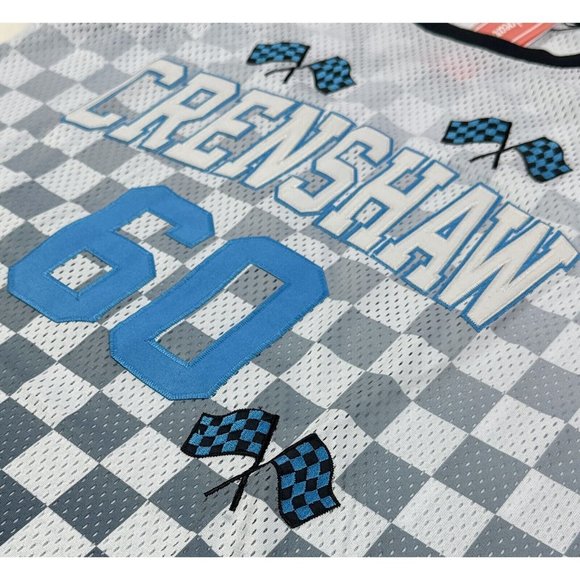 Nipsey Hussle #60 Crenshaw Headgear Classics Mens XL White Gray Checkered Jersey - Picture 9 of 11